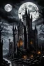 Placeholder: For a dark, atmospheric scene like an ancient castle, use an art style like Gothic. Mention iconic elements like gargoyles and full moon to set the tone and mood of the painting.