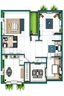 Placeholder: Desain ruang ukuran 10 x 6 dengan 2 kamar tidur 1 kamar mandi