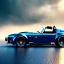 Placeholder: Shelby Cobra 427, blue color, cool color palette, vivid, sharp focus, puddle reflection, refraction, mist on the horizon, overcast, detailed and intricate, intense cinematic composition, redshift style, photorealistic shot