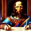 Placeholder: leonardo da vinci works in his study on a laptop at his desk. painting in photoshop. hyperdetailed, warm colors, movie poster, photoillustration, oil on canvas, lens flare