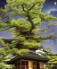 Placeholder: Japanese tea house in outer space with a nebula and otherworldly trees