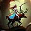 Placeholder: Epic Drawing of femaleElf ridng an elk LOTR Frank Frazetta style 4k