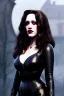 Placeholder: painting of kat dennings as evil queen in black leather pants, , leather, angry, stern look, volumetric lighting, particales,highly detailed,cinematic, deep colours,8, highly detailed, digital painting, artstation, concept art, smooth, sharp focus,