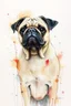 Placeholder: A portrait of a pug by Agnes Cecile by Willem Haenraets, loose watercolour, pastel, chalk, wet on wet and splattering techniques, centred, perfect composition, abstraction,