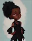 Placeholder: Portrait of a sweet black toddler witch girl with long black curly hair