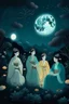 Placeholder: "Create an evocative AI art piece depicting natural moonlit nightwives, inspired by folklore. Illustrate ethereal women in traditional attire, engaged in quiet activities under the soft glow of the moon. Infuse an air of mystique and nostalgic