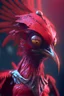 Placeholder: Humanoid red bird alien ,photorealism, hdr, 16k, octane effect, unreal engine, cinema 4d, POTRAIT, Fantasy