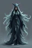 Placeholder: good low poly priest woman with long fur all over her entire body and eerie aura swirl