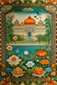 Placeholder: Channel the beauty of the Mughal Gardens with detailed hand-painted representations of traditional Indian flowers like lotus, marigold, and jasmine. Incorporate intricate geometric patterns and water features.