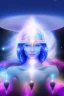 Placeholder: cosmic woman smile, admiral from the future, one fine whole face, crystalline skin, expressive blue eyes,rainbow, smiling lips, very nice smile, costume pleiadian, Beautiful tall woman pleiadian Galactic commander, ship, perfect datailed golden galactic suit, high rank, long blond hair, hand whit five perfect detailed finger, amazing big blue eyes, smilling mouth, high drfinition lips, cosmic happiness, bright colors, blue, pink, gold, jewels, realist, high commander,ufo rainbows