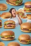 Placeholder: Ultra realistic photo fat woman eating burger , , 8k, highest quality,