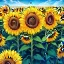 Placeholder: above a field of sunflowers the Milky Way curves in a summer sky digital art