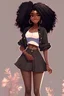 Placeholder: black cute midbody teen girl art fullbody