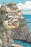 Placeholder: Castello Aragonese d'Ischia as 3 comic strips. the past, the present and the future