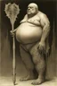 Placeholder: The full body of a fat man holding a bat , decayed and rotting with grotesque proportions and imagery. surreal horror, biomechanical design, by hr giger and beksinski