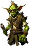 Placeholder: picture of a goblin artificer from dnd with long ears and explosives, he wears welding glasses on his forehead digital art