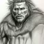 Placeholder: pencil and charcoal portait sketch of beowulf