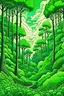 Placeholder: a forest entire with sky views among green trees and climber plant fantasy world less contrast art drawing