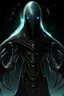 Placeholder: Alien body is slender and elongated, covered in dark, leathery skin with iridescent patterns reminiscent of the vast cosmos. Their eyes are large and haunting, glowing.has a mouth filled with sharp, jagged teeth that gleam with a metallic sheen. a tattered, black cloak adorned with moon and star symbols,Their hands are adorned with long, bony fingers, each ending in a sharp, metallic claw. twisted, asymmetrical crown made of thorns