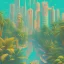 Placeholder: city, tropical, latino, plants, streets, risograph, flat design, 2 colors