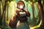 Placeholder: Girl, brown fur on hand, forest,