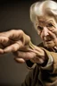 Placeholder: Old woman pointing a finger of her yellowing claw-like hand