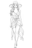 Placeholder: Coloring page for adults of a elegant fashion model woman wearing beach outfit with sarong, dynamic poses, full body portrait, thick and clean lines, clean details, no-color, no-turban, , non background, non color, non shading, no-grayscale, dynamic poses, full body portrait, thick and clean lines, clean details, no-color, no-turban, , non background, non color, non shading, no-grayscale