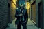 Placeholder: Orc mafia enforcer in a suit standing in an alleyway