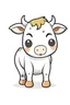 Placeholder: a cute cow, white background, clean line art, no shadows