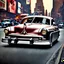 Placeholder: Picture 1950's street life New York, blurred, abstractism, colours, strong texture, 3d