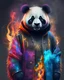 Placeholder: Panda grizzle hybrid colors clothes with lollipopd dark fire art ,Hyperrealistic stunning Master piece