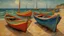 Placeholder: oil painting colorful boats on the beach by van gogh