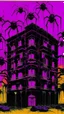 Placeholder: A purple citadel with spiders painted by Andy Warhol