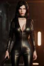 Placeholder: sophia vergera dressed in black leather catsuit, with a whip in her hand, inside a dungeon, busty, cleavage, angry, stern look, volumetric lighting, particales,highly detailed,cinematic, deep colours,8