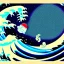 Placeholder: An astronaut floating in space surrounded by a halo of glowing jellyfish, done in the style of Hokusai's The Great Wave off Kanagawa