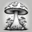 Placeholder: mushroom, black and white, cartoon, drawing