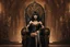 Placeholder: a slim Cleopatra, with a bob hairstyle, as a burlesque dancer in black boots, standing next to a black gothic throne, in a steampunk setting,