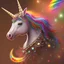 Placeholder: chocolate unicorn with rainbow horn with sparkles with a bell on his neck, really cute, detailed, RTX, fantasy, 8K