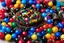 Placeholder: [dices and skills] close-up high res photo by Barry Webb: a gypsy's wrist surrounded and saturated by strings of beads, the hundreds of beads in every color shaped like dice or skulls. It's the childlike, mortal symbol of chance intertwined with destiny.