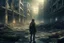 Placeholder: human design, breaking down into pieces, cinematic image, 16K in dystopian setting, destroyed and abandoned city