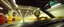 Placeholder: car driving happy insect man in the style of Escher and Giger and Fallout 4, pinhole cam, airbrush 3d rendering, on tv screen:A five-second cinematic single take in a clean industrial presentation hall.