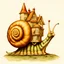 Placeholder: Snail with a fanciful house on its back, anatomically correct, flawless, full body shot by Beatrix Potter, by Eric Kincaid, by Daniel Merriam