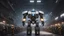 Placeholder: Space, Factory, High detailed, Mechanic, less lights, Realistic details, mecha robots, Sharp, engineers Engineering, hangar, Crowd, Fixing repairing