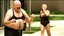 Placeholder: bald old fat guy in a halter top and panties yelling on the phone