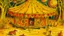 Placeholder: A golden yellow circus with jingle bells designed in Navajo baskets painted by Vincent van Gogh