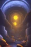 Placeholder: abstract, Moon in a dwarven mine underground