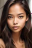 Placeholder: girl with brown hair, brown eyes and pale skin that looks like a mix between Jennie Kim, Cindy Kimberly, young Jessica alba