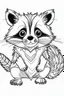 Placeholder: outline art for Raccoon Kit coloring pages with sitch, white background, Sketch style, full body, only use outline, toddlers style, clean line art, white background, no shadows and clear and well outlined.