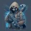 Placeholder: A falcon as a military hacker using a hoodie, carring hacker gadgets with a Sig pistol in hands