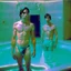 Placeholder: Handsom Justin long and his buff boyfriend are above thier pool roombath spa heater while in tight loincloths and Nickolas is flexing there muscles while illuminated by the ambient teal glowing on the glowing marbled floor made of long flat marble slabs, the ground next to the clinical yard is in the style of primitive art. metalworking mastery, fawncore, the immaculately composed quality of this photo shows the artist was taken with provia, detailed wildlife, isaac grünewald, rustic simplicity